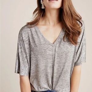 Anthropologie - Medium Dolman Sleeve T-Shirt, Shiny Silver Grey🩶 **BRAND NEW!!**